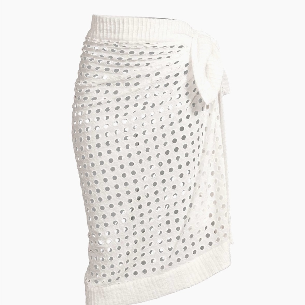 NWT Solid & Striped Eyelet Cotton Pareo in Marshmallow. One Size